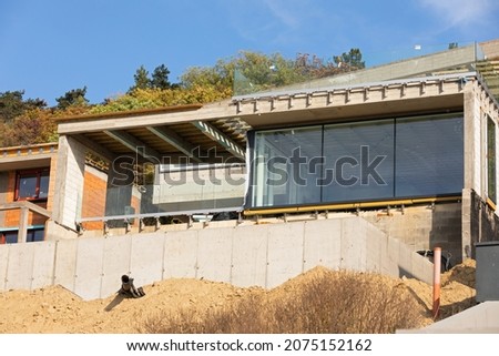 Picture of new house under construction, building area outdoor