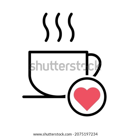Coffee icon, breakfast drink cafe, cappuccino, hot simple isolated illustration, vector line .