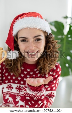 picture of a pretty woman at christmas vertical photo