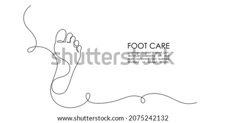 One continuous line drawing of bare foot. Elegance female leg in simple linear style. Concept of Wellness healthy massage and Care about soft skin. Editable stroke. Doodle vector illustration Royalty-Free Stock Photo #2075242132