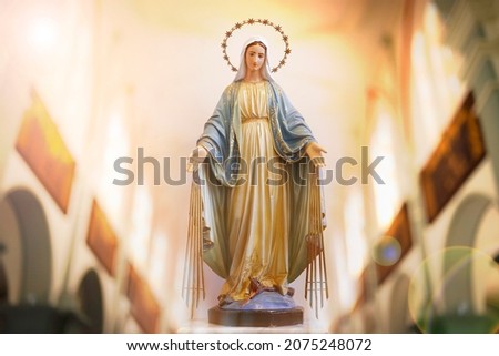Statue of the image of Our Lady of Grace, mother of God in the Catholic religion, Virgin Mary "Nossa Senhora das Gracas" Royalty-Free Stock Photo #2075248072