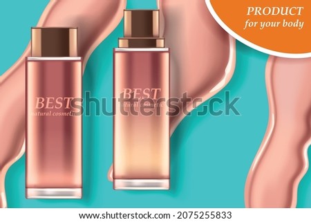 Cosmetic realistic vector shining background with cream. Vector illustration