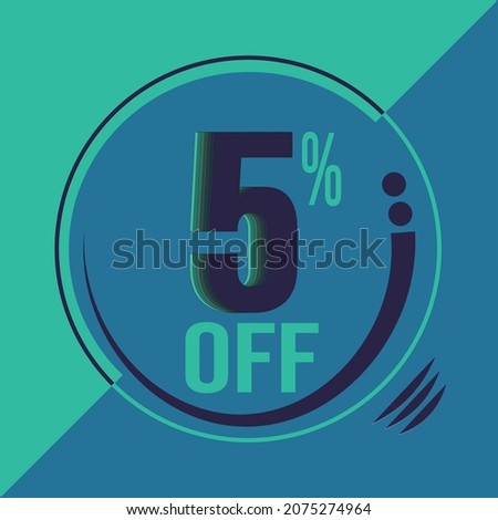 5 percent off. discount for sale. blue balloon with blue and green background