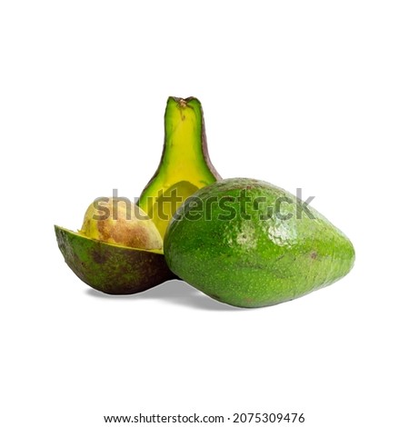 Slice of fresh green avocado isolated on a white background
