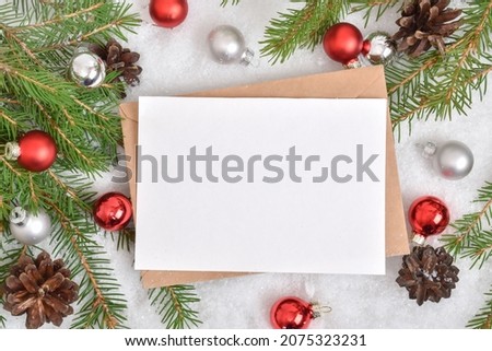 Christmas invitation. Layout with an envelope and an empty space. Happy New Year.