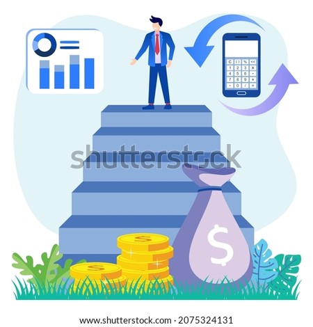 Vector illustration of flat style entrepreneurial concept. Business, business and career ideas. Success in trying.