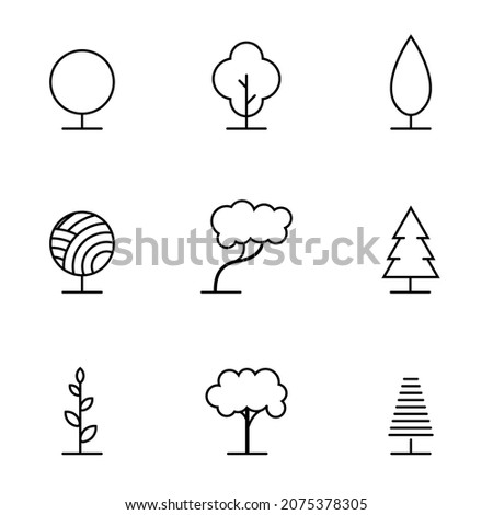 Set of Tree vector design illustration. Nature Tree vector in line art style for decorative background graphic element. Simple Tree icon.