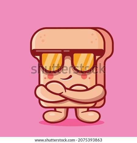 super cool bread food mascot isolated cartoon in flat style
