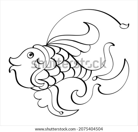 Fish New Ink Style, Fish Silhouette, Aquatic Animal Icon Vector Art Illustration