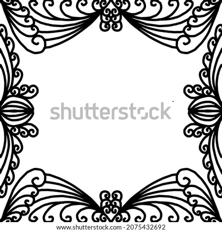 Beautiful black and white gradient batik ethnic flower floral and leaf frame illustration for wallpaper background ads or presentation template