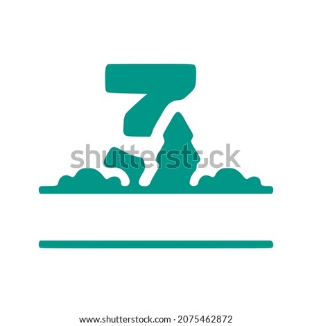 Number 3 and natural landscape, nature monogram design isolated on white background.