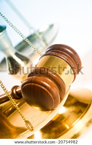 Wooden justice gavel and block with brass Royalty-Free Stock Photo #20754982