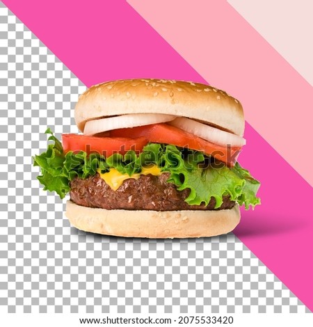 fresh tasty burger isolated on transparent background.