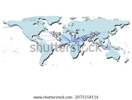 N'Djamena-Chad in concept vector illustration, map showing flights from N'Djamena-Chad to major cities around the world.