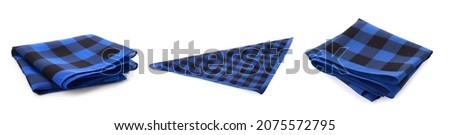 Set with blue and black checkered bandanas on white background. Banner design