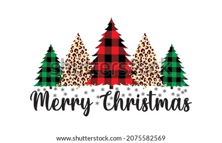 Merry Christmas Tree Buffalo Plaid Leopard plaid Vector and Clip Art