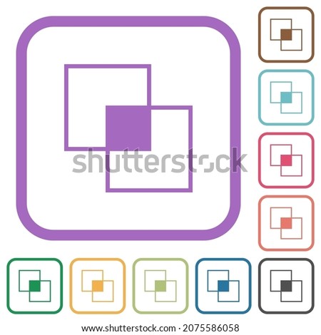 Clipping mask tool simple icons in color rounded square frames on white background