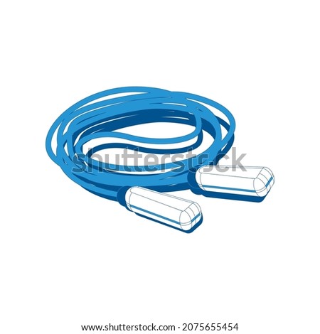 Home sport isometric composition with isolated image of skipping rope for jumping vector illustration