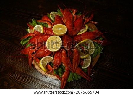 Fresh lobster food. red lobster dinner seafood. gourmet food healthy boiled lobster cooked