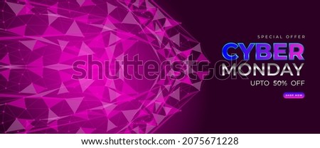 Cyber ​​Monday sale banner template with Futuristic design on dark background for advertising poster or business promotion