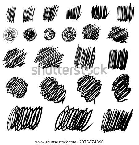 Set of vector feather strokes, black and white line painting flourish handwriting blot ink for design