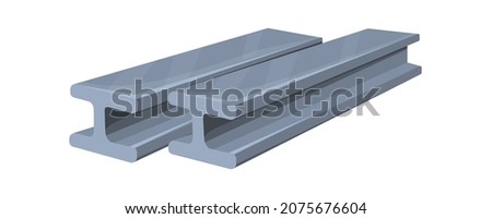 Metal construction beams. Steel structure girders, building materials, iron structural profile for building, cartoon flat vector icon illustration isolated on white background Royalty-Free Stock Photo #2075676604