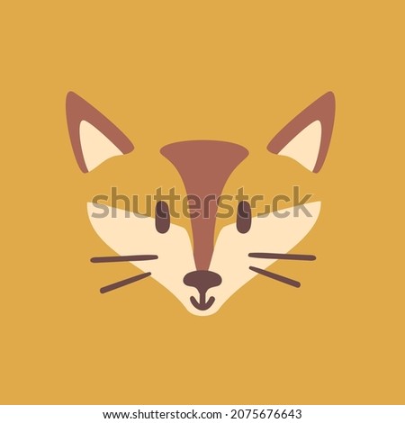 Little fox face. Funny cartoon zoo, vector illustration isolated on white background