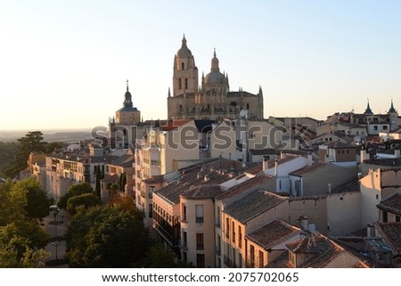 View of Segovia Cathedral at sundown