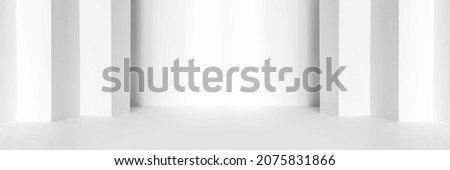 Abstract white 3d studio background for product presentation. Empty gray room with shadows of window. Display product with blurred backdrop. Banner