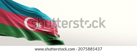 Azerbaijan flag white backgorund isolated. Horizontal panoramic banner.
 Royalty-Free Stock Photo #2075885437