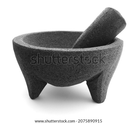 Isolated Molcajete Bowl On White Royalty-Free Stock Photo #2075890915