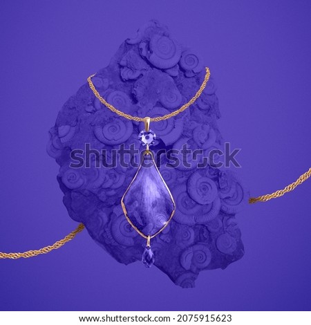Jewelry poster, concept. On a bright blue background