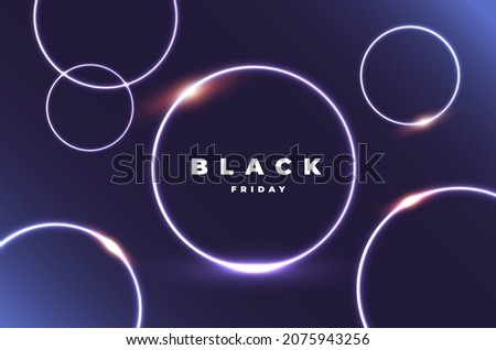 Dark blue elegant vector design with silver brilliance circles and lettering black friday on the black background Royalty-Free Stock Photo #2075943256