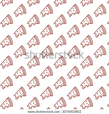 Seamless pattern of pizza in white background with mini doodle (icon). Vector Illustration
