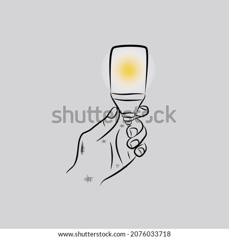 vector hand line carrying incandescent lamp