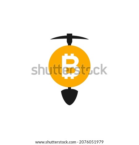 Illustration Vector Graphic of Bitcoin Mining Logo. Perfect to use for Mining Company
