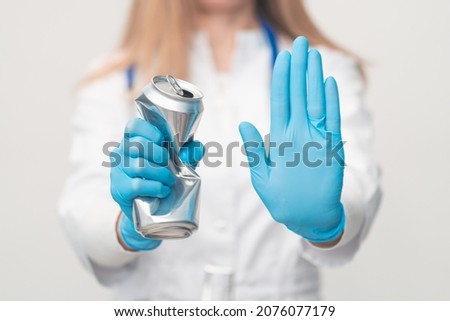 No Alcohol. concept - limiting alcohol consumption. doctor against alcohol consumption. Royalty-Free Stock Photo #2076077179