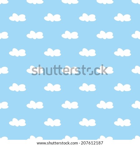 White clouds on light blue sky tile background