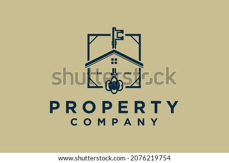 Simple Luxury key for House Estate business logo design