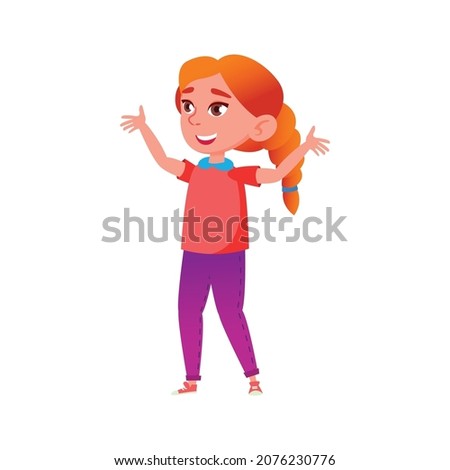 small girl kid cheering for volleyball team cartoon vector. small girl kid cheering for volleyball team character. isolated flat cartoon illustration