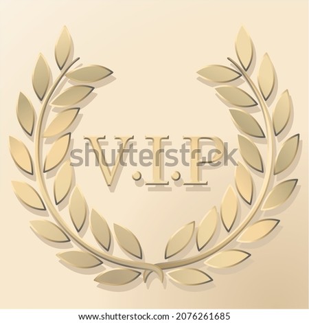 Laurel wreath for VIP on gold background 