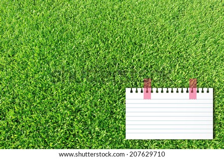  paper on green grass background