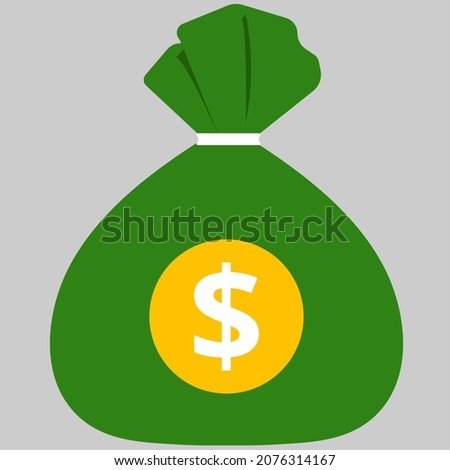 Money bag clipart. Vector money icon. Finance concept of green money bag and gold coin 