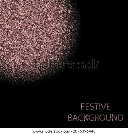 Pink glittering particles on a black background. Festive background.