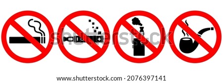 No smoking vector signs set isolated on white background, no smoking symbols