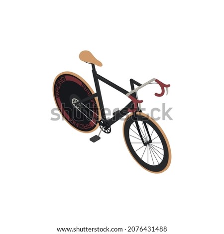 Bicycle people isometric composition with isolated image of bike on blank background vector illustration