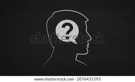 3d illustration,male silhouette,question mark and ideas concept