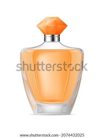 Luxury Perfume Bottle on white background, realistic vector illustration