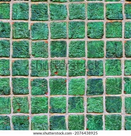 Texture old green tiles, background photo with high quality