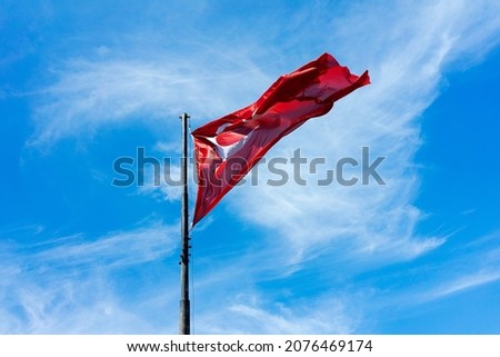 Turkey flag in the blue sky